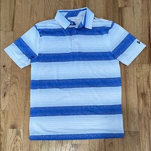 Under Armour Striped Polo in Blue and White